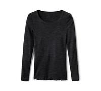 CALIDA True Confidence - Maglia a Maniche Lunghe da Donna, in Lana e Seta, a Costine Sottili, termoregolatrice e neutralizzante Gli odori