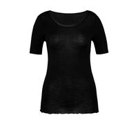 Calida True Confidence - Maglietta da Donna, in Lana e Seta, a Costine, termoregolatrice e neutralizzante Gli odori, WS Nero, 54-56