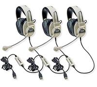 Califone 3066-USB Deluxe Multimedia Stereo Auricolare con presa USB, Omni Direzionale Flessibile Microphone, Around Ear Ambient Noise Reducing Earcup Controllo Volume In-line Confezione da 3