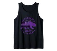 California Bear Bandiera americana Sacramento City CA Vintage Canotta