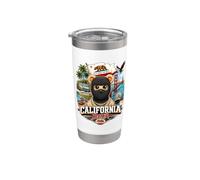 California Bear with Famous Landmarks Illustration Graphic Bicchiere termico in acciaio inox doppia parete