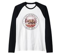 California Boho State 1850 - Camicia con Orso Poppy Forest Trail Maglia con Maniche Raglan