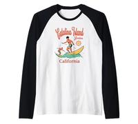 California Catalina Island Avalon CA Surfer Surfing Spiaggia Maglia con Maniche Raglan