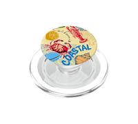 California Coastal Seafood Collage Retro Beach Food Art PopSockets PopGrip per MagSafe