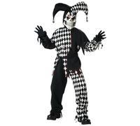 CALIFORNIA COSTUMES Costume da giullare diabolico bianco e nero per bambini - 8-10 anni (140 cm)