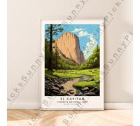 California da Viaggio Stampa El Capitan Muro Poster Illustrazione Art Regalo