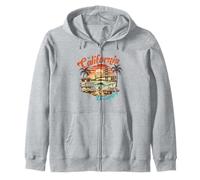 California Dreaming Retro Tramonto Palma Felpa con Cappuccio