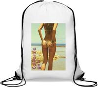 California Girls Beach Style Photo Art Gym Sack Casual Drawstring Bag Bianco, bianco, Taglia unica