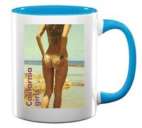 California Girls Beach Style Photo Art Tazza da tè e caffè in ceramica blu chiaro