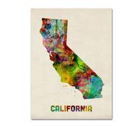 California Map by Michael Tompsett 18 by 24-Inch Canvas Wall Art