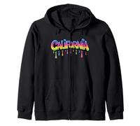 California Rainbow Drip Street Art Graffiti West Coast Pride Felpa con Cappuccio