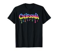 California Rainbow Drip Street Art Graffiti West Coast Pride Maglietta