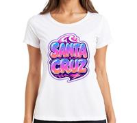 California Retro Surfer Wave Neon - Maglietta da donna, bianco, XXL