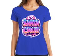 California Retro Surfer Wave Neon - Maglietta da donna, Blu, XXL