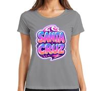 California Retro Surfer Wave Neon - Maglietta da donna, grigio., XXL