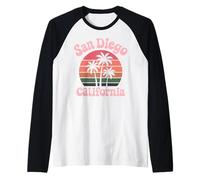 California San Diego La Jolla Retro Coast Cliff Beach 858 SD Maglia con Maniche Raglan