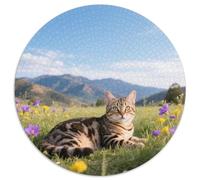 California Spangled, Rompicapo Circolare Da 1000 Pezzi Con Pet Cat, Pensato Per Chi Ama Le Sfide Visive Complesse 1000pcs (67.5x67.5cm)