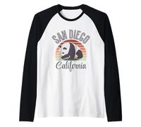 California State San Diego Retro Panda Zoo Maglia con Maniche Raglan