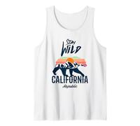 California Stay Wild T Shirt, Cool California Bear Graphic Canotta