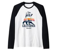 California Stay Wild T Shirt, Cool California Bear Graphic Maglia con Maniche Raglan