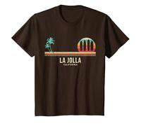 California Surf La Jolla Tavola da Surf Vintage Surfista Maglietta, Bambini, Marrone, 10 Anni