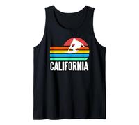 California Surf Tramonto Retro Scena con Onde Canotta