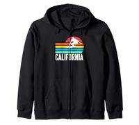 California Surf Tramonto Retro Scena con Onde Felpa con Cappuccio