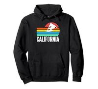 California Surf Tramonto Retro Scena con Onde Felpa con Cappuccio