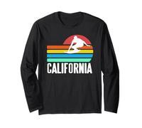 California Surf Tramonto Retro Scena con Onde Maglia a Manica