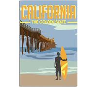 California The Golden State Vintage Viaggio Poster Retro Wall Art Tela Poster Art Print Camera Decorazione Casa Decorazione Non incorniciato 40x60cm