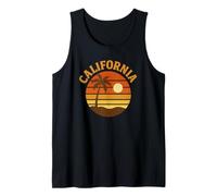 California Tramonto Retro Palm Tree Beach Vibes Graphic Design Canotta