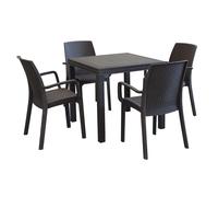 CALIGOLA - set tavolo in alluminio e teak cm 80 x 80 x 74 h con 4 poltrone Alma