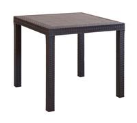 milani home Tavolo da Giardino Quadrato Fisso in Wicker Stampato Marrone Cm 80 X 80 da Esterno Giardino Terrazzo Portico Locale Bar