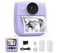 CalineGam Macchina Fotografica Bambini Istantanea, 2.0 Pollici Fotocamera Digitale Bambini con 32GB Scheda e Carta Fotografica, Regali di Natale Compleanno per 4 5 6 7 8 9 10 Ragazze Ragazzi (Viola)