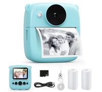 CalineGam Macchina Fotografica Bambini Istantanea, 2.0 Pollici Fotocamera Digitale Bambini con 32GB Scheda e Carta Fotografica, Regali di Natale Compleanno per 4 5 6 7 8 9 10 Ragazze Ragazzi (Blu)