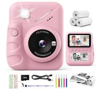 CalineGam Macchina Fotografica Bambini Istantanea, 3,0'' Schermo HD 48MP Fotocamera Digitale Bambini con Scheda da 32GB, Camera Giocattolo Regalo per Ragazzi e Ragazze dai 3 ai 12 Anni (Rosa)