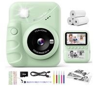 CalineGam Macchina Fotografica Bambini Istantanea, 3,0'' Schermo HD 48MP Fotocamera Digitale Bambini con Scheda da 32GB, Camera Giocattolo Regalo per Ragazzi e Ragazze dai 3 ai 12 Anni (Verde)