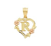 CaliRoseJewelry 10k Two-Tone Ciondolo Cuore Iniziale per Le Donne in Oro Giallo e Rosa e Oro Rosa-e-Giallo, cod. MNCM276TT-10k-R