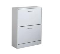 Milani Home CALISS Scarpiera Con 2 Ante In Legno Di Design Porta Scarpe Di Alta Qualità, Cm 60x24x80 H Colore: Bianco colore Bianco