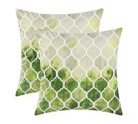 CaliTime Confezione da 2 comode federe per cuscini per divano, letto, divano, dipinte a mano, colorate, geometriche, con stampa a catena, 40 cm x 40 cm, grigio principale/verde oliva