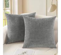 CaliTime Cosy - Federa per cuscino, 2 pezzi, per divano, decorazione della casa, tinta unita, morbida, ciniglia, 50 cm x 50 cm, grigio medio