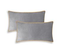CaliTime - Set di 2 federe per cuscino in finta pelle scamosciata super morbida, con bordi in oro, per divano, letto, divano e fattoria, 30 x 50 cm, colore: grigio argento