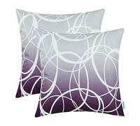 CaliTime Soft Canvas Copricuscini e federe 2 Pack 40cm x 40cm Viola Modern Gradient Ombre Cerchi Anelli su Entrambi i Lati Throw Pillow Cases