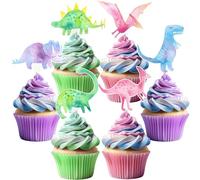 Calkkrer 36 pezzi rosa Dino Cupcake Toppers, decorazione di compleanno per bambini, decorazione per torte Dino, decorazione per cupcake, decorazione da tavolo, set per feste