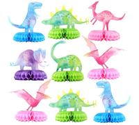 Calkkrer 9 Pezzi Dino Party Honeycomb Centerpieces, Decorazioni da Tavolo Dino per Festa di Compleanno per Bambini, Set Festa Dino a Tema Vulcano, centrotavola a Nido d'Ape, Topper da Tavolo Dino
