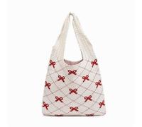 Calkkrer Crochet Tote Bag, Borsa a Maglia con Fiocco, Borsa a Spalla Boho, Borsa da Viaggio, Borsa a Mano, Astatic Stuff Clean Girl, Borsa a Tracolla, Borsa all'Uncinetto