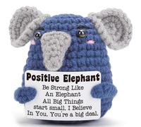 Calkkrer Pocket Hug, elefante positivo all'uncinetto, portafortuna con biglietto positivo, abbraccio tascabile per un buon miglioramento, regalo per il relax