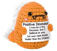 Calkkrer Pocket Hug - Peluche a forma di dinosauro positivo all'uncinetto, con biglietto positivo, regalo positivo, mutagatore, abbraccio tascabile, portafortuna (arancione)