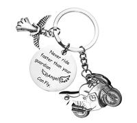 Calkkrer Portachiavi Angelo Custode conducenti di Moto e Auto - Ciondolo Portafortuna. Cordino Drive-Safe: Regalo di Compleanno o per la Festa del papà.