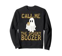 Call Me The Spooky Boozer Cute Ghost Drinking Beer Halloween Felpa